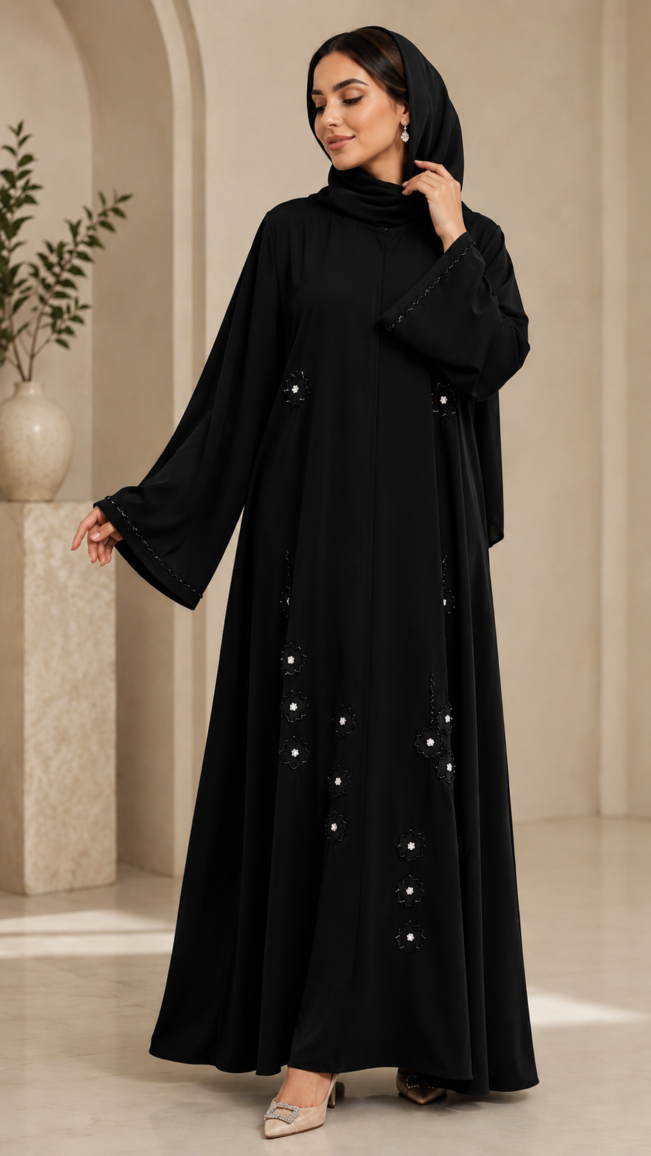 Noir Blossom Abaya