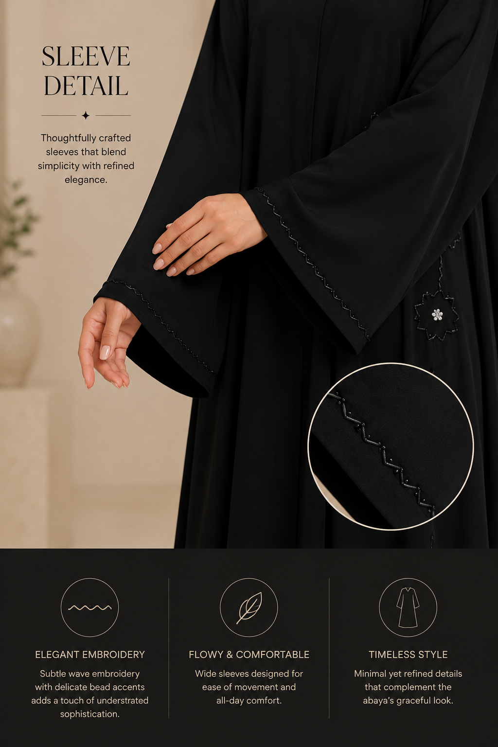 Noir Blossom Abaya