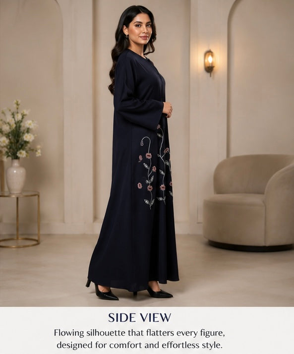 Midnight Bloom Abaya ✨