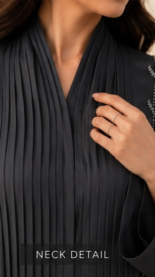 Ebony Pleated Elegance Abaya