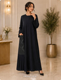 Midnight Pleated Elegance Abaya ✨