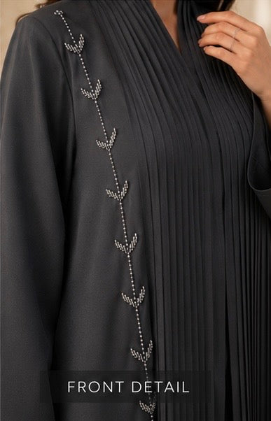 Ebony Pleated Elegance Abaya